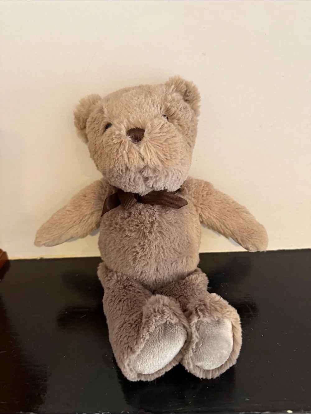 Pottery Barn Kids Plush Tan Teddy with Brown Bow